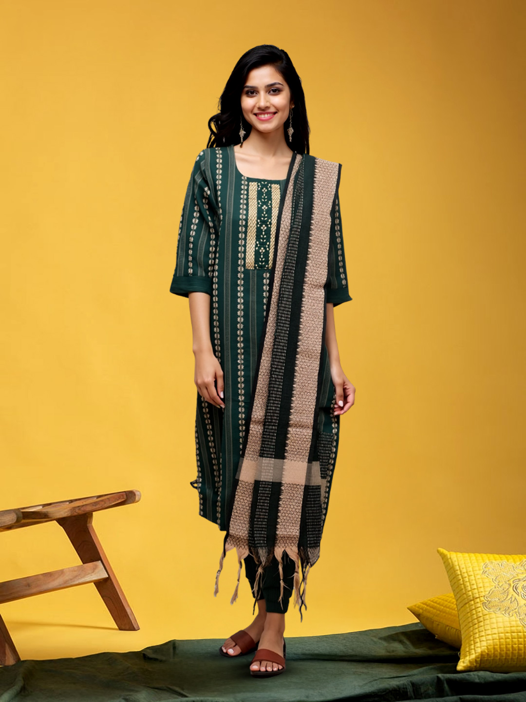 Picture of Elegant Ethnic Ensemble Kurta with Pant & Dupatta Set
