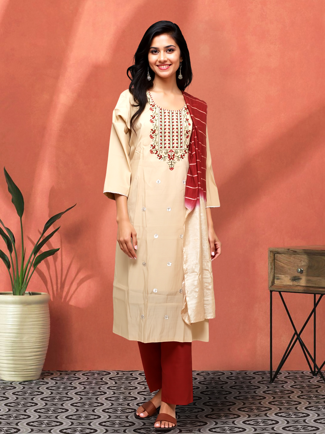 Grace in Every Stitch Elegant Embroidered Kurta with Pant & Dupatta Set
