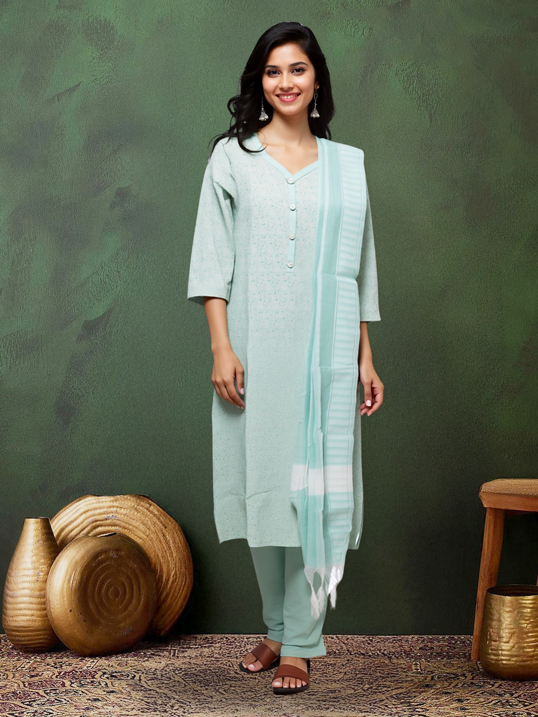 Soft Hues Everyday Wear Kurta with Pant & Dupatta Set