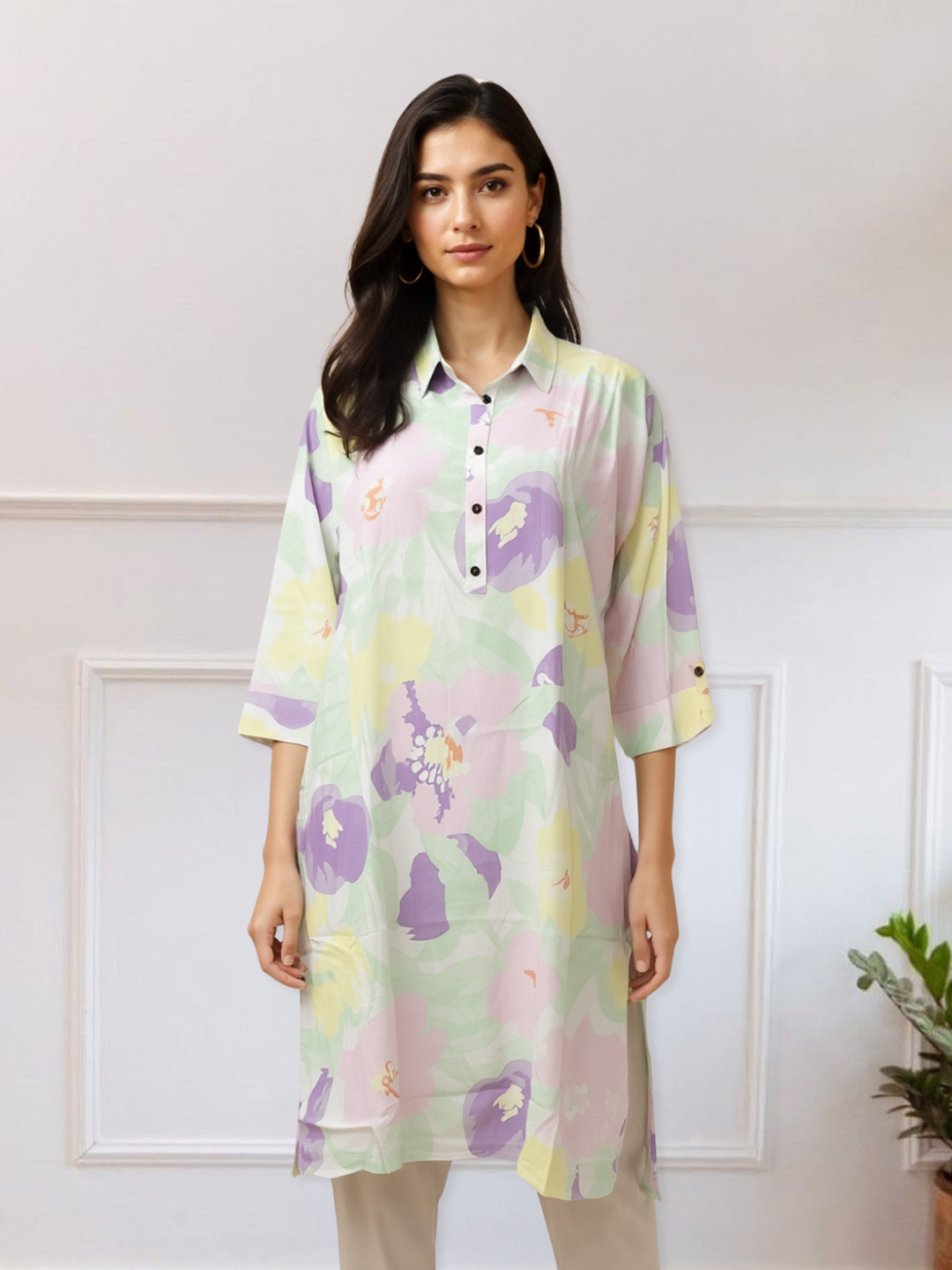 Elegant Floral Fusion Collar Neck Kurta