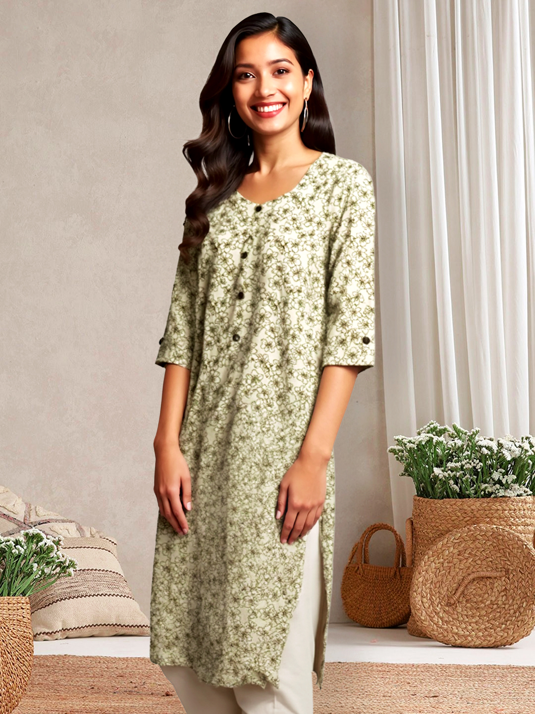 Graceful Charm Floral Printed Straight  Kurta
