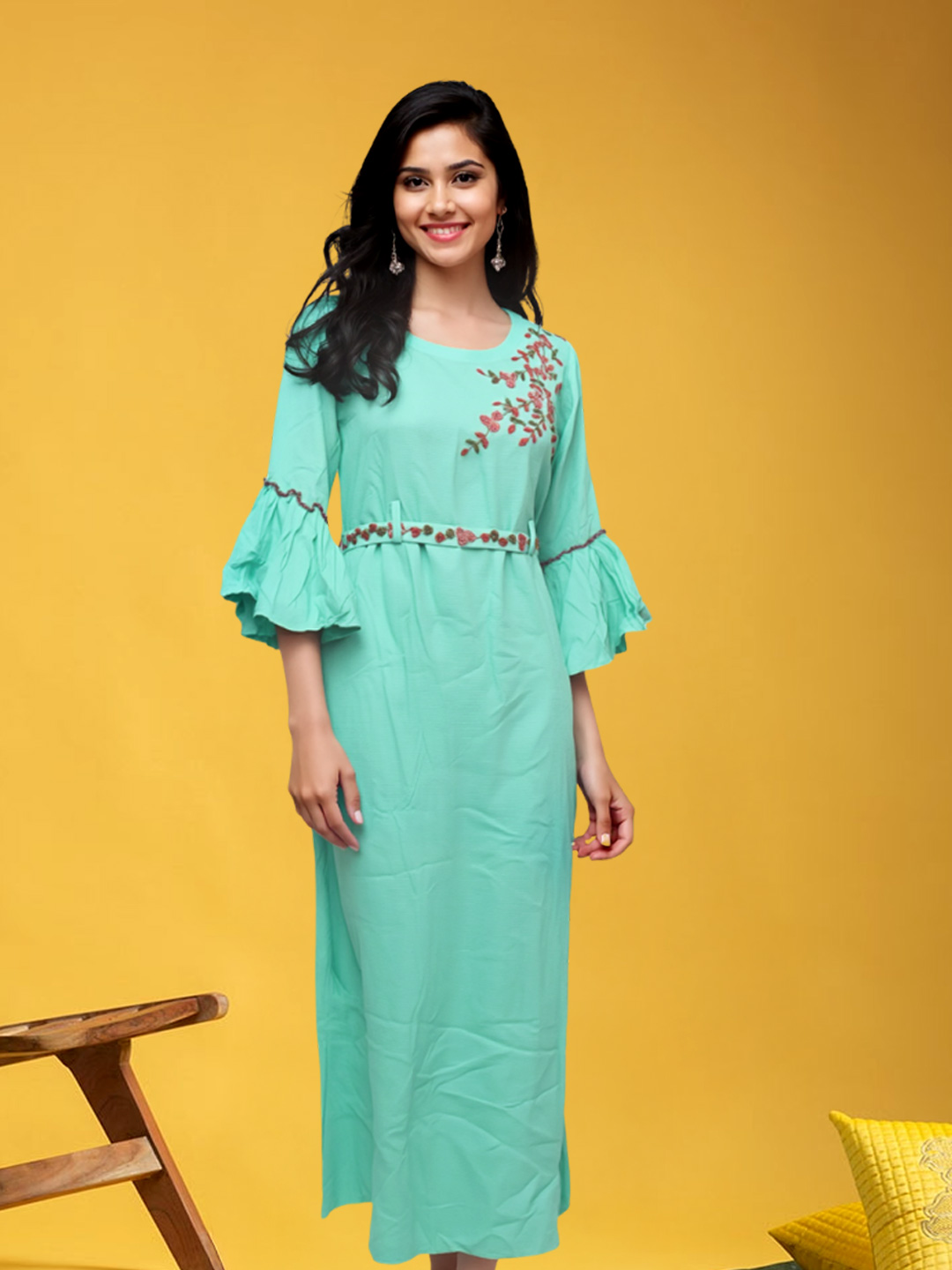 Blossom Belle Embroidered Long Kurta