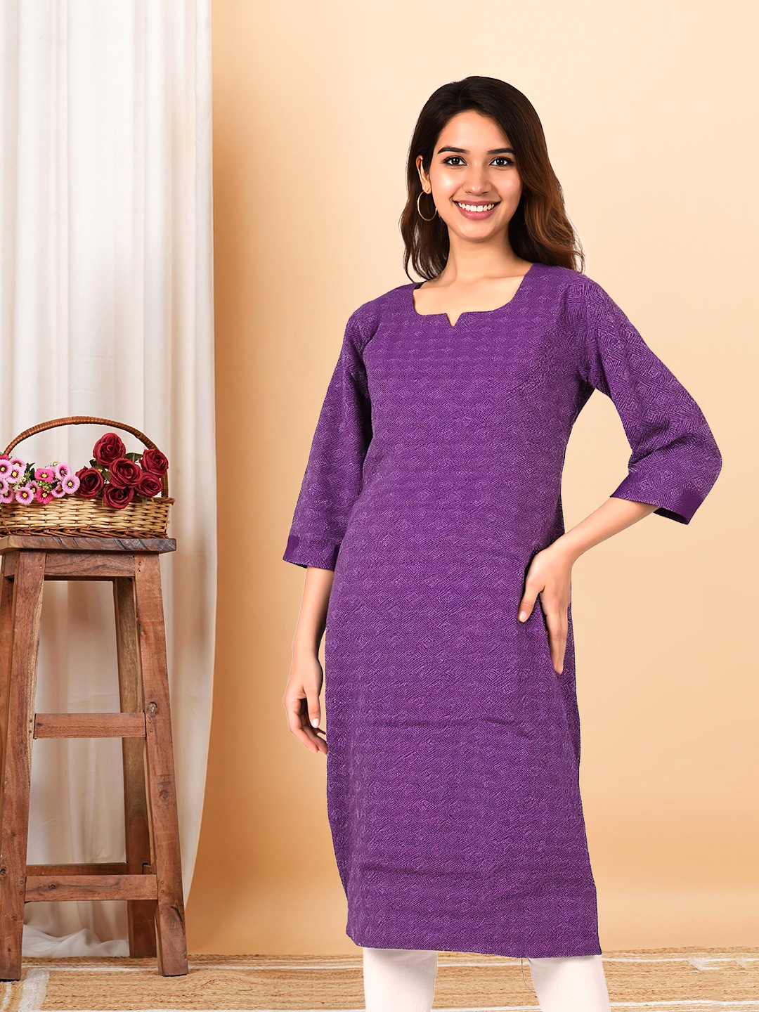 Elegant Textured  Straight Kurta