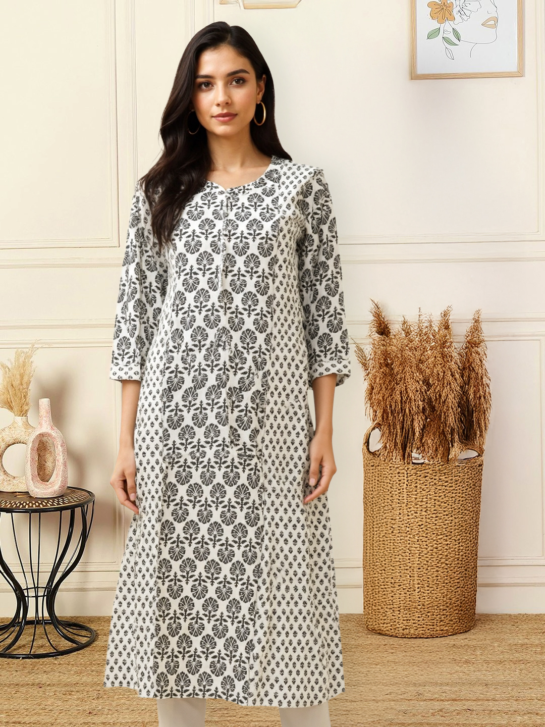 Elegance Etched Prints Effortless Everyday Kurta
