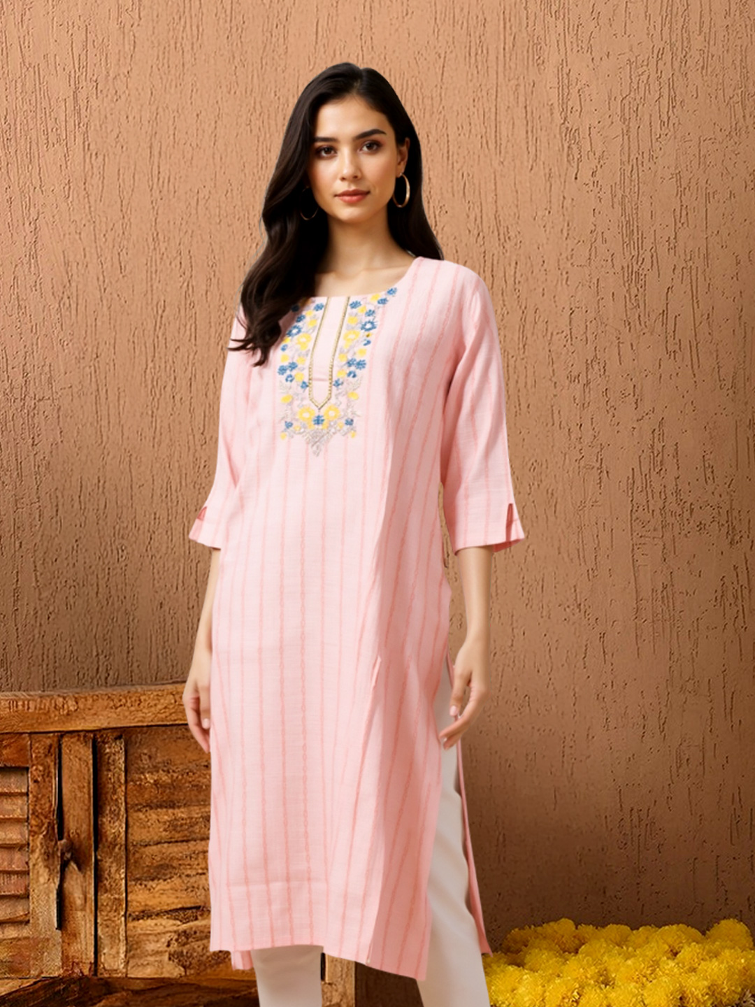 Picture of Grace in Bloom Floral Embroidered Straight Kurta