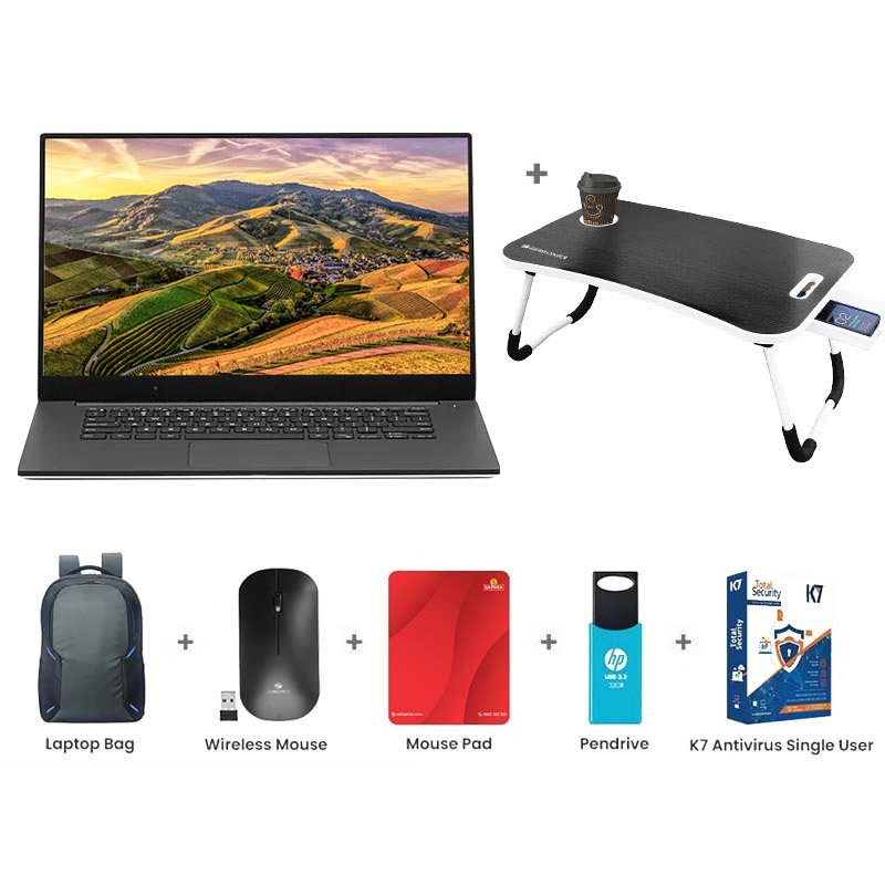 Picture of ASUS Vivobook Go15 E1504FA-NJ1505WS  AMD Ryzen™ 5 7520U (16GB LPDDR5/ 512GB PCIe® 3.0 SSD/ 15.6-inch/ FHD (1920 x 1080) 16:9/ Win 11 Home/ MS Office/ Office Home 2024 & M365 Basic/ 1Year Warranty/ Mixed Black/ 1.63Kg)  with Laptop Table + Laptop Bag + Wireless Mouse + Mouse Pad + Pendrive + K7 Antivirus Single User
