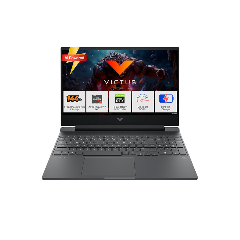 Picture of HP Victus - AMD Ryzen 7 260 15.6" (39.6cm)  15-fb3185AX Gaming Laptop (24GB/ 1TB SSD/ Full HD Display/ NVIDIA GeForce RTX 5050 8GB/ Backlit Keyboard/ Anti-Glare/ Windows 11 Home/ MS Office 2024/ 1 Year Warranty/ Mica Silver/ 2.29 kg)