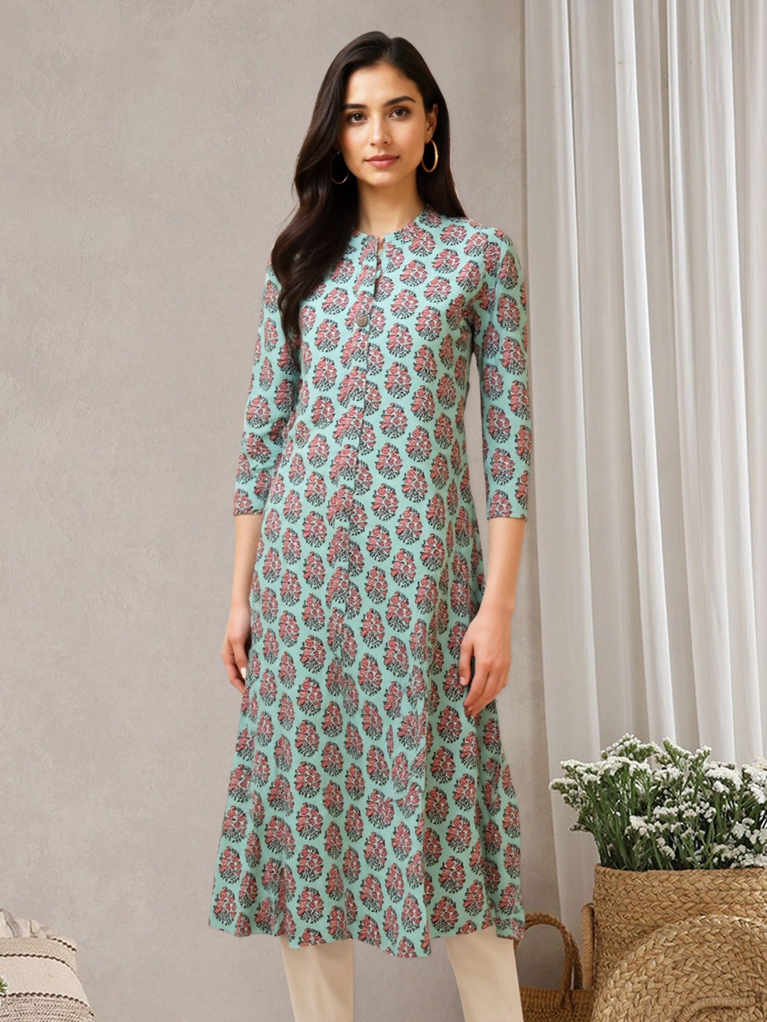 Elegant Printed Button-Down kurta
