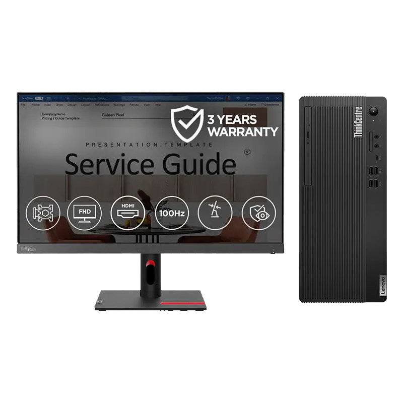 Picture of Lenovo ThinkCentre M70t Gen 5 - 13th Gen Intel Core i5-13400 12U6S01400 Light Desktop (16GB/ 512GB SSD/ Windows 11 Pro/ Keyboard & Mouse/ 3-Year Premier Support) + Lenovo S24i-30 23.8" (60.45cm) Monitor