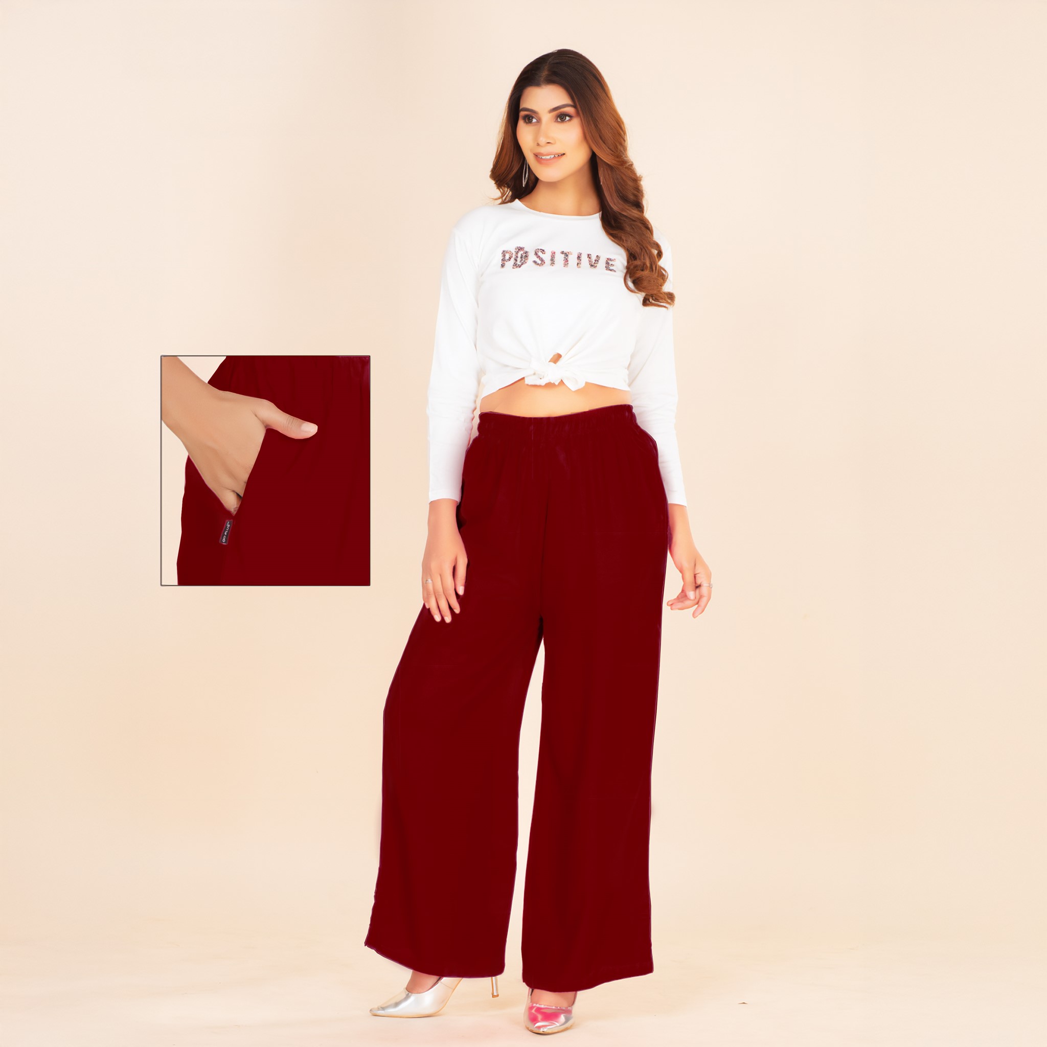 Picture of Red Wide-Leg Palazzo with Pocket