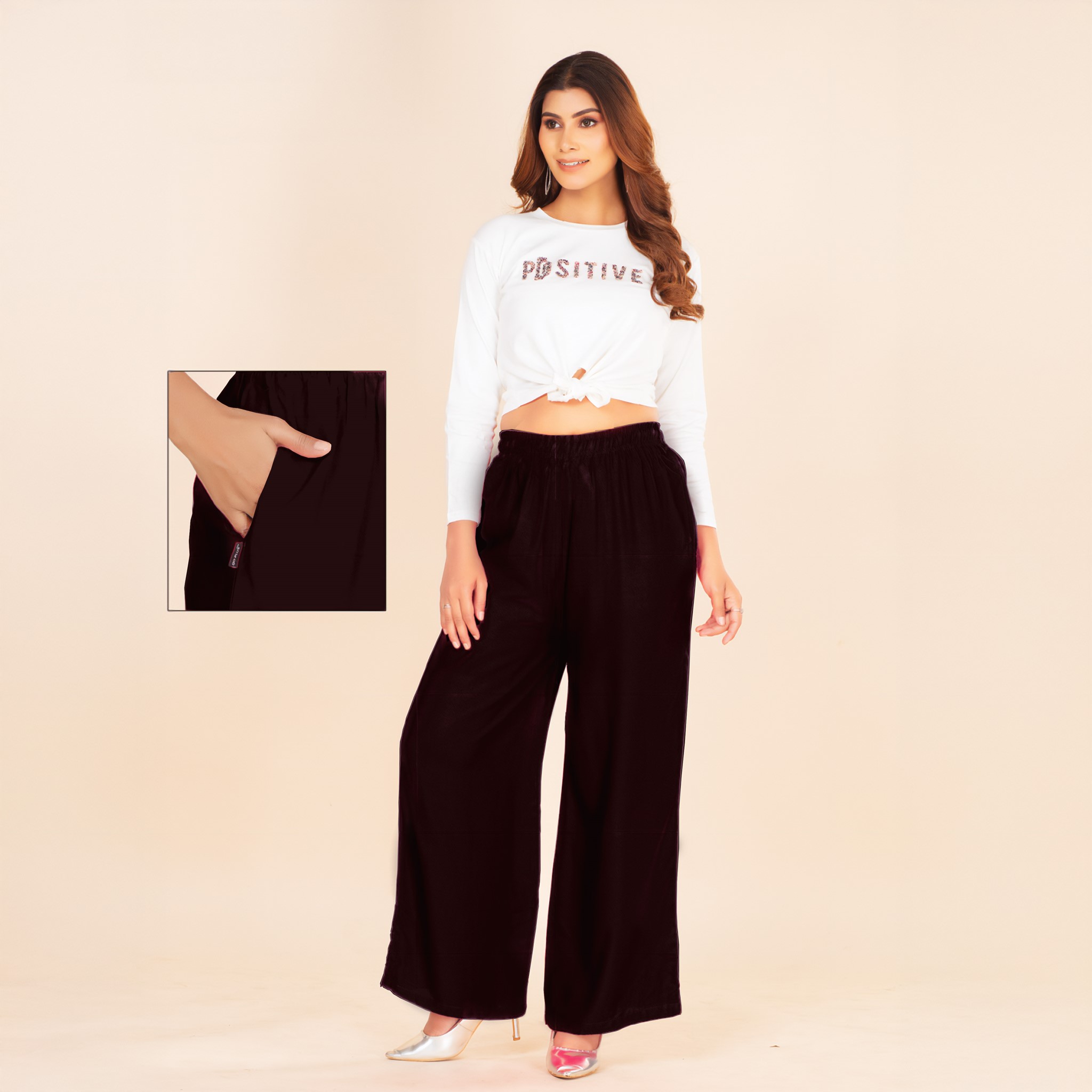 Picture of Brown Wide-Leg Palazzo with Pocket