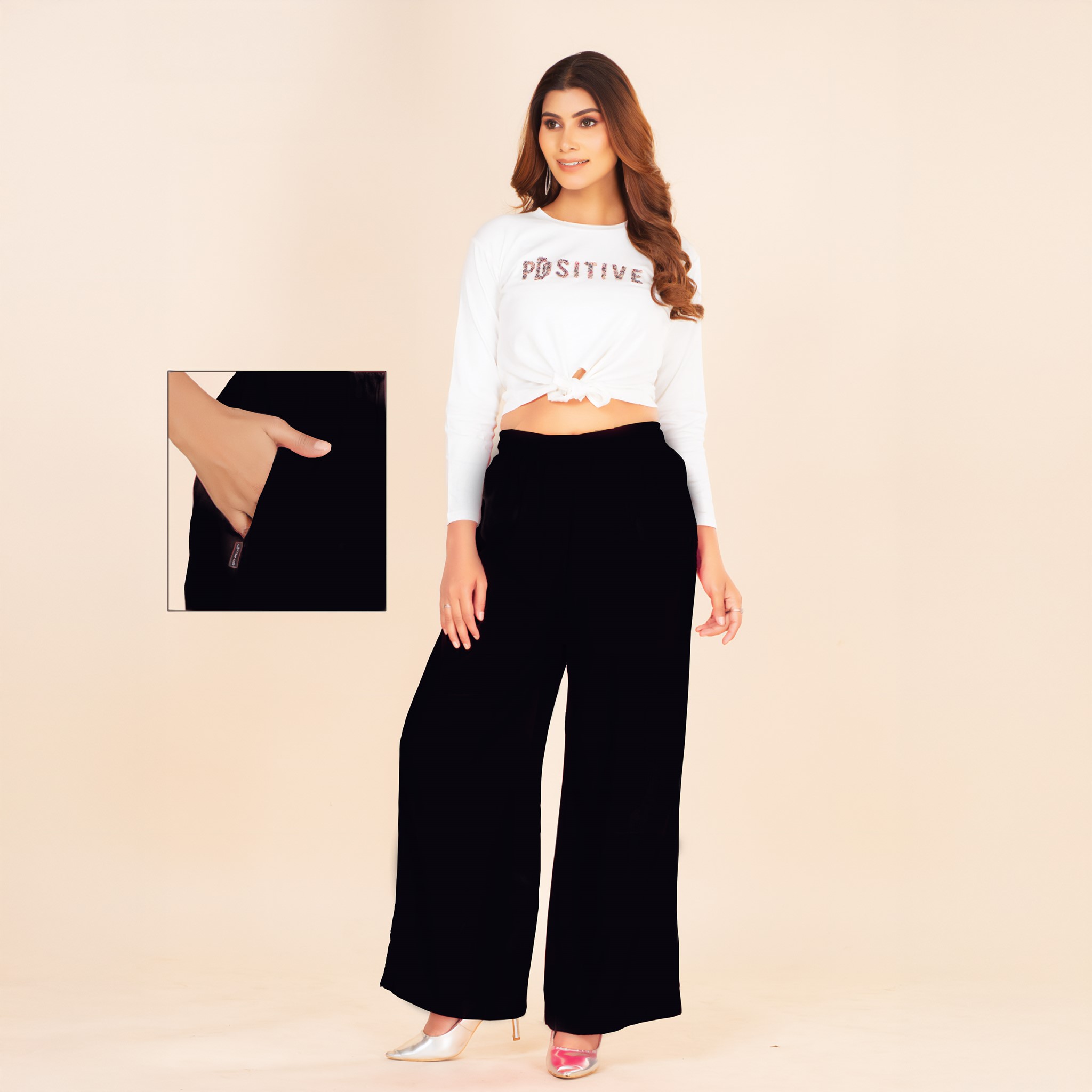 Picture of Classic Black Wide-Leg Palazzo with Pocket