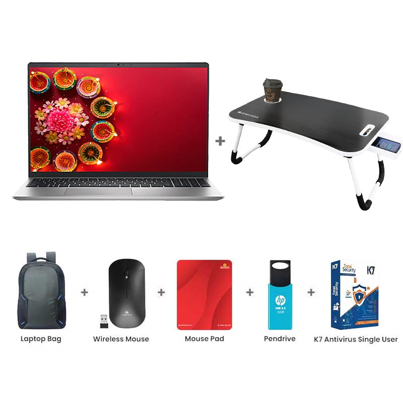 Picture of Dell Inspiron 3530 - 13th Gen Intel Core i5-1334U 15.6" (39.62 cm) Thin & Light Laptop (16GB/ 512GB SSD/ Full HD Display/ Windows 11 Home/ MS Office 2024/ Intel Iris Xe Graphics/ Backlit Keyboard/ 1 Year Warranty / Platinum Silver/ 1.62kg)  with Laptop Table + Laptop Bag + Wireless Mouse & Mouse Pad + Pendrive + K7 Antivirus Single User 