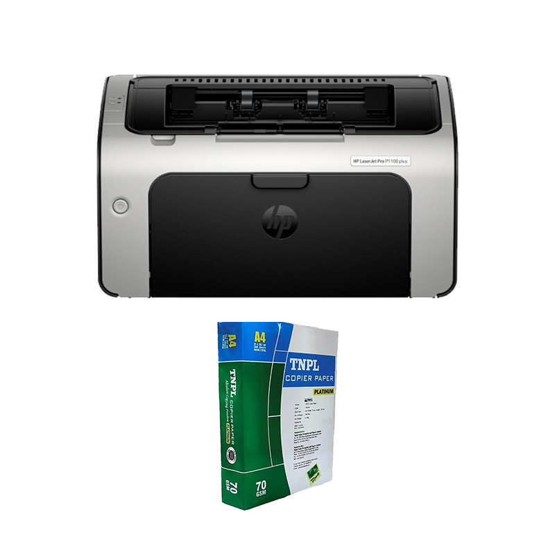 Picture of HP LaserJet Pro P1108 plus Single Function Monochrome Laser Printer (P1108)  + A4 Sheet Bundle