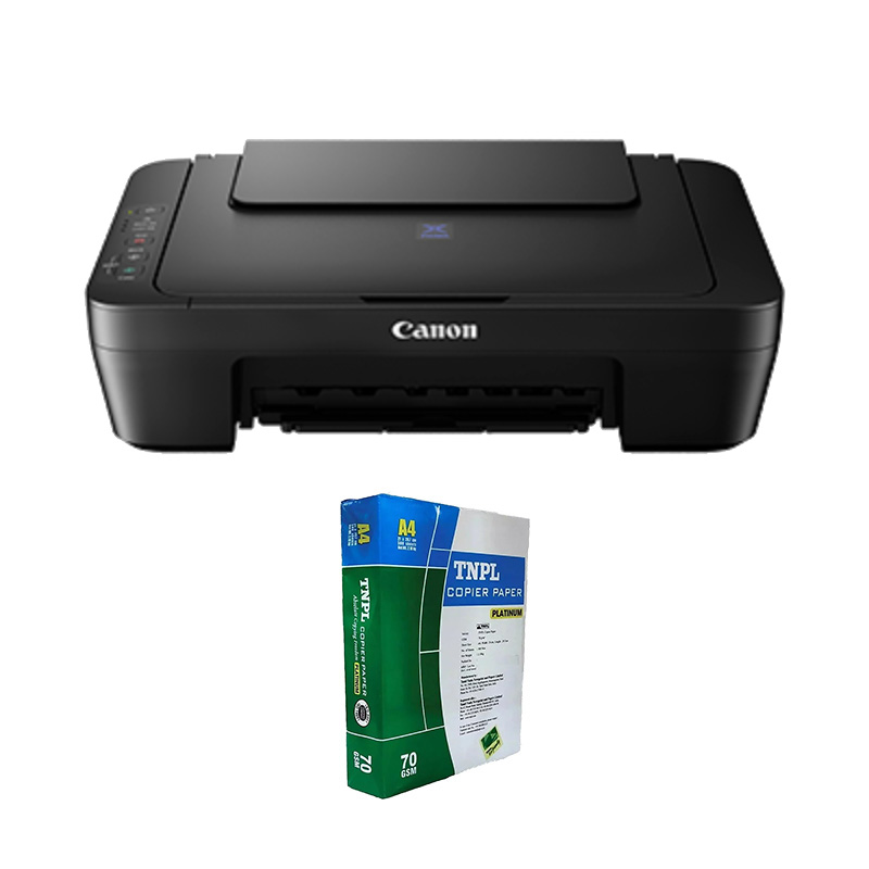 Picture of Canon Pixma E410 All-in-One Inkjet Printer (Black) + A4 Sheet Bundle