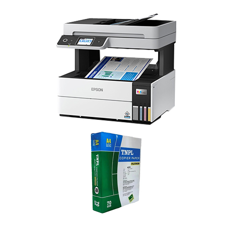 Epson EcoTank L6460 A4 Ink Tank Printer (White) + A4 Sheet Bundle