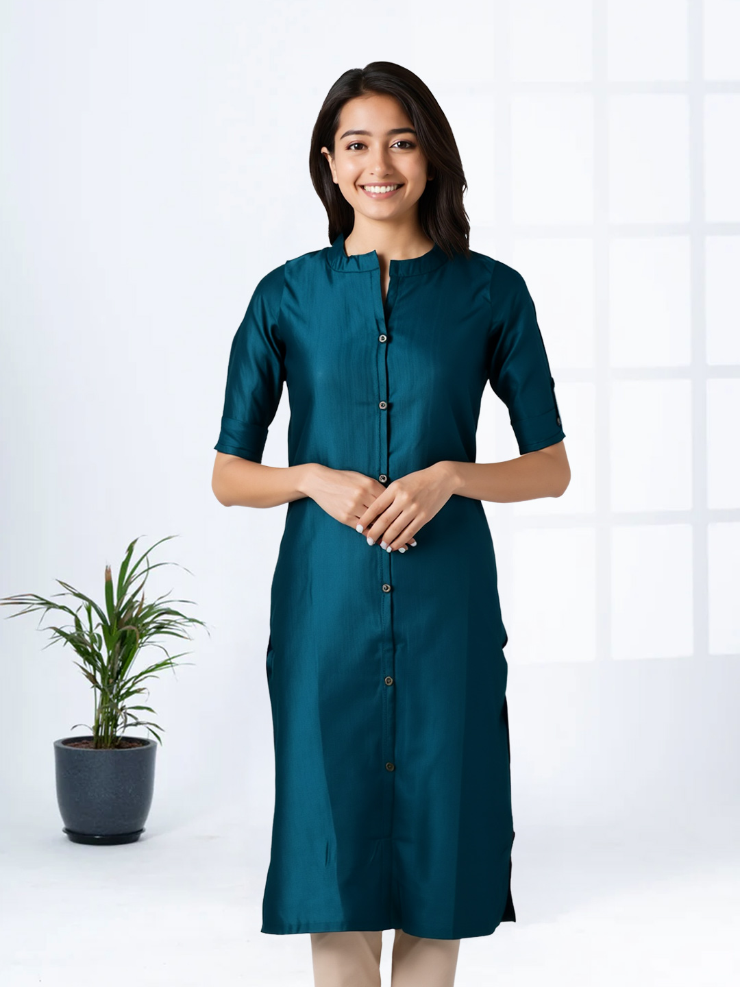 Picture of Elegant High Round Mandarin Collar  Neckline Kurta
