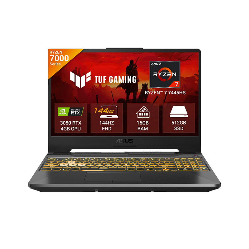 Picture of Asus TUF Gaming A15 - AMD Ryzen 7 7445HS 15.6" (39.62 cm) FA506NCG-HN200WS Gaming Laptop (16GB/ 512GB SSD/ Full HD Display/  NVIDIA GeForce RTX 3050 4GB GDDR6/ Windows 11 Home/ MS Office 2024/ 1Year Warranty/  Graphite Black/ 2.30 kg)