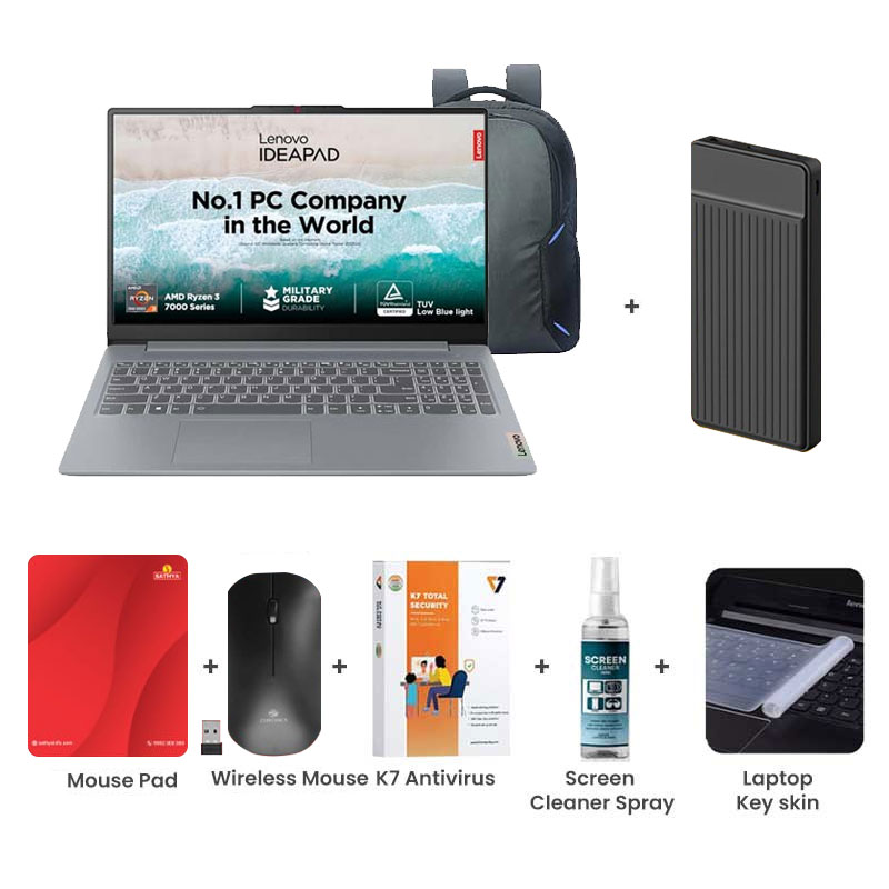 Picture of Lenovo IdeaPad Slim 3 - AMD Ryzen 3 7320U 15.6" (39.62 cm) 82XQ00MDIN Thin & Light Laptop (8GB / 512GB SSD/ Full HD Display/ Camera Privacy Shutter/ Integrated AMD Radeon 610M Graphics/ Anti-glare/ Windows 11 Home/ MS Office 2024/ 1Year Warranty/ Arctic Grey/ 1.62 kg)  