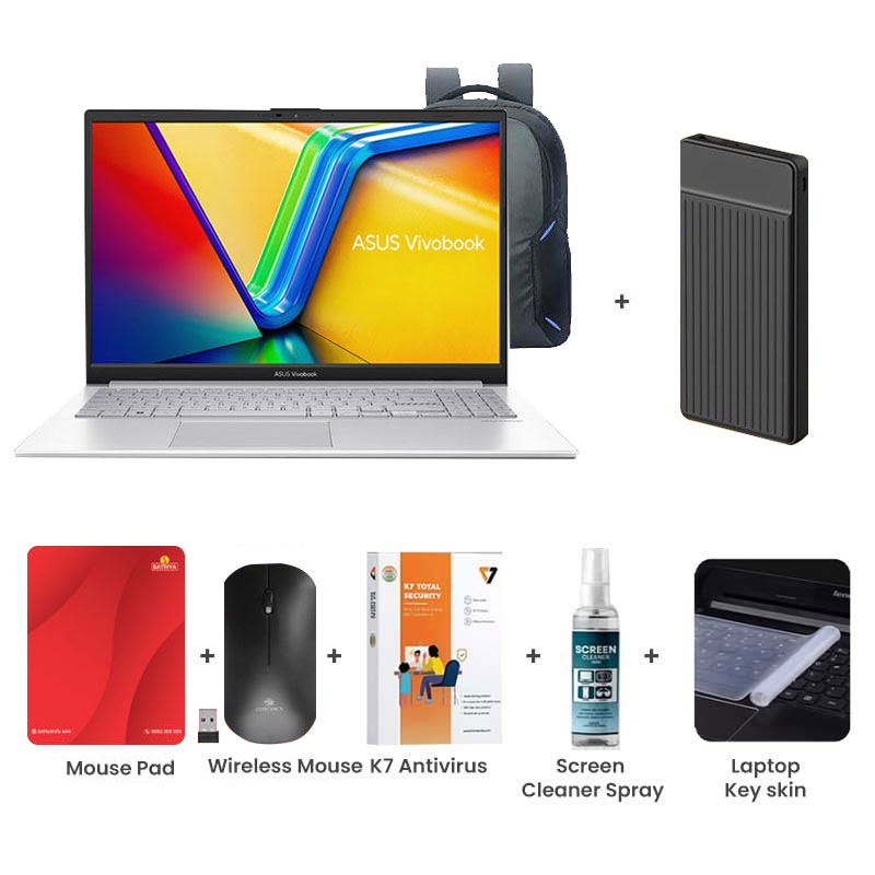 Picture of Asus Vivobook Go 15 - AMD Ryzen 5 7520U 15.6" (39.62cm) E1504FA-NJ132WS Thin & Light Laptop (8GB/ 512GB SSD/ Full HD Display/  AMD Radeon Graphics/ Windows 11 Home/ MS Office 2024/ 1 Year Warranty / Cool Silver/ 1.63 kg) 