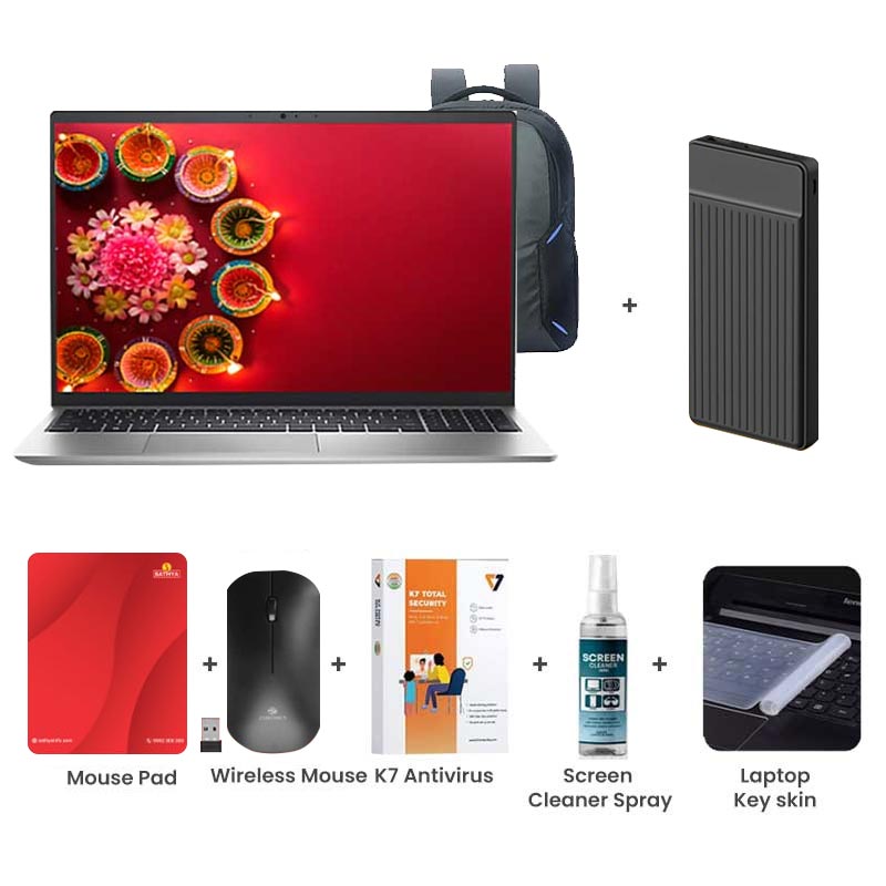 Picture of Dell Inspiron 3530 - 13th Gen Intel Core i5-1334U 15.6" (39.62 cm) Thin & Light Laptop (16GB/ 512GB SSD/ Full HD Display/ Windows 11 Home/ MS Office 2024/ Intel Iris Xe Graphics/ Backlit Keyboard/ 1 Year Warranty / Platinum Silver/ 1.62kg)  1000mAh Power Bank + Wireless Mouse + Mouse Pad + K7 Antivirus + Screen Cleaner Spray + Laptop Key Skin