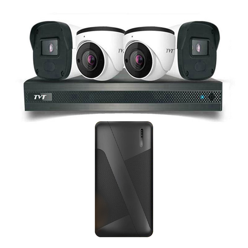 Picture of TVT 4 CCTV Cameras Combo (2 Indoor & 2 Outdoor CCTV Cameras) + DVR + HDD + Accessories + Power Supply + 90m Cable + Zebronics  Zeb EnergiPod PB17 10000mAh PowerBank