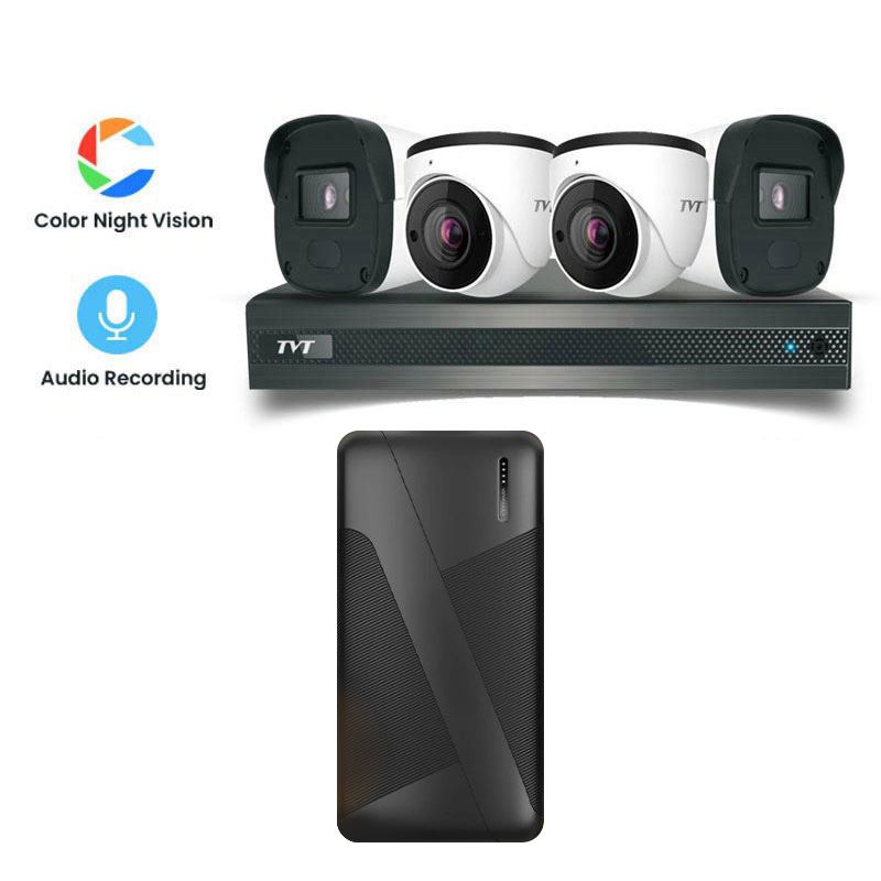 Picture of TVT 4 CCTV Cameras Combo (2 Indoor & 2 Outdoor CCTV Cameras) (Colour View With Mic) 👨🏻‍🔧 With CCTV Installation+ 4CH DVR + HDD + Accessories + Power Supply + 90m Cable + Zebronics  Zeb EnergiPod PB17 10000mAh PowerBank