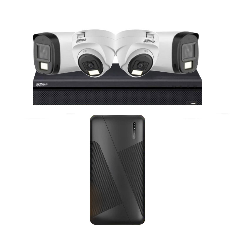 Picture of Dahua 4 CCTV Cameras Combo (2 Indoor & 2 Outdoor CCTV Cameras with Mic) + DVR + HDD + Accessories + Power Supply + 90m Cable + Zebronics  Zeb EnergiPod PB17 10000mAh PowerBank