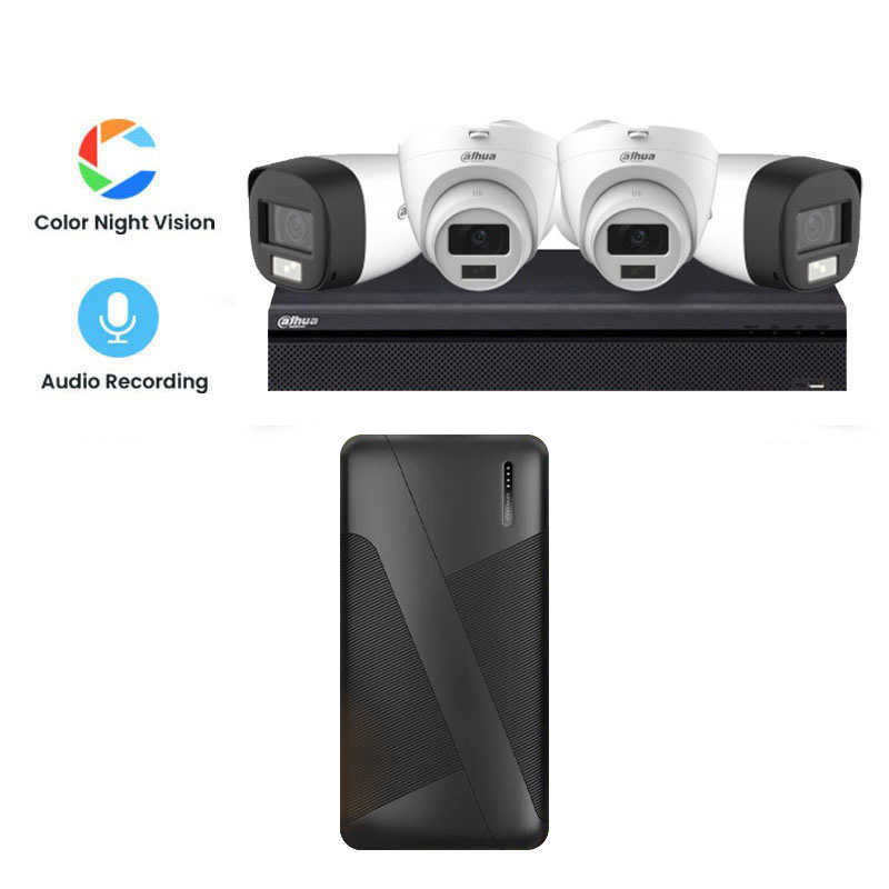 Picture of Dahua 4 CCTV Cameras Combo (2 Indoor & 2 Outdoor CCTV Cameras) (Colour View With Mic)  + 4CH DVR + HDD + Accessories + Power Supply + 90m Cable + Zebronics  Zeb EnergiPod PB17 10000mAh PowerBank