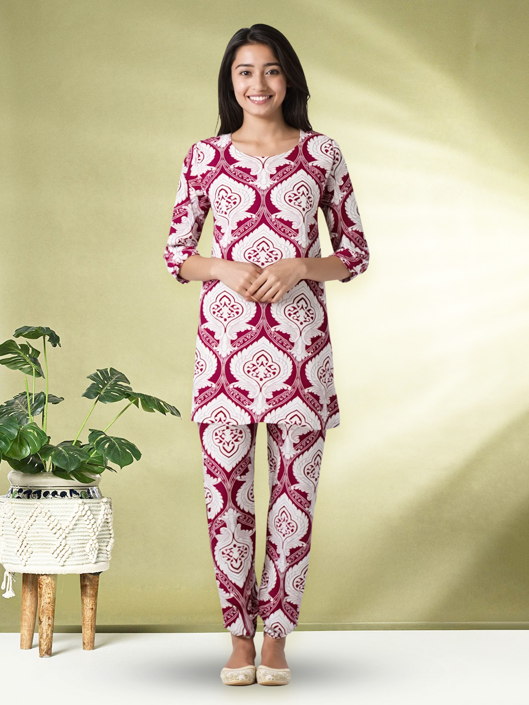 Paisley Print Ethnic Kurta with Pant Co-Ord Set