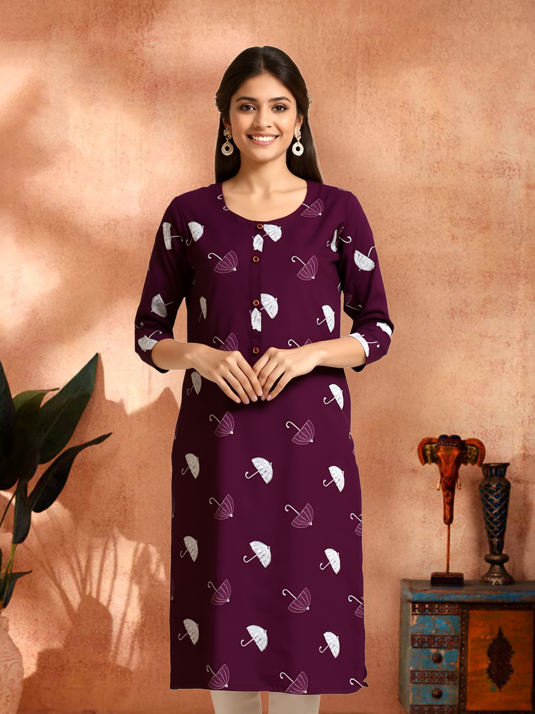 Charming Umbrella Printed Straight  Kurta