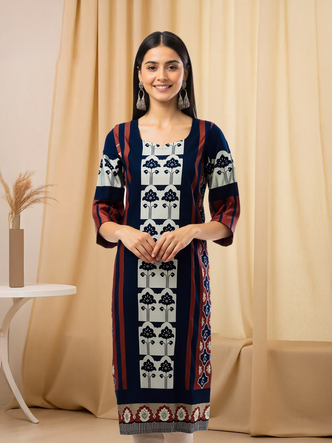 Floral Printed Straight  Ethnic Kurta