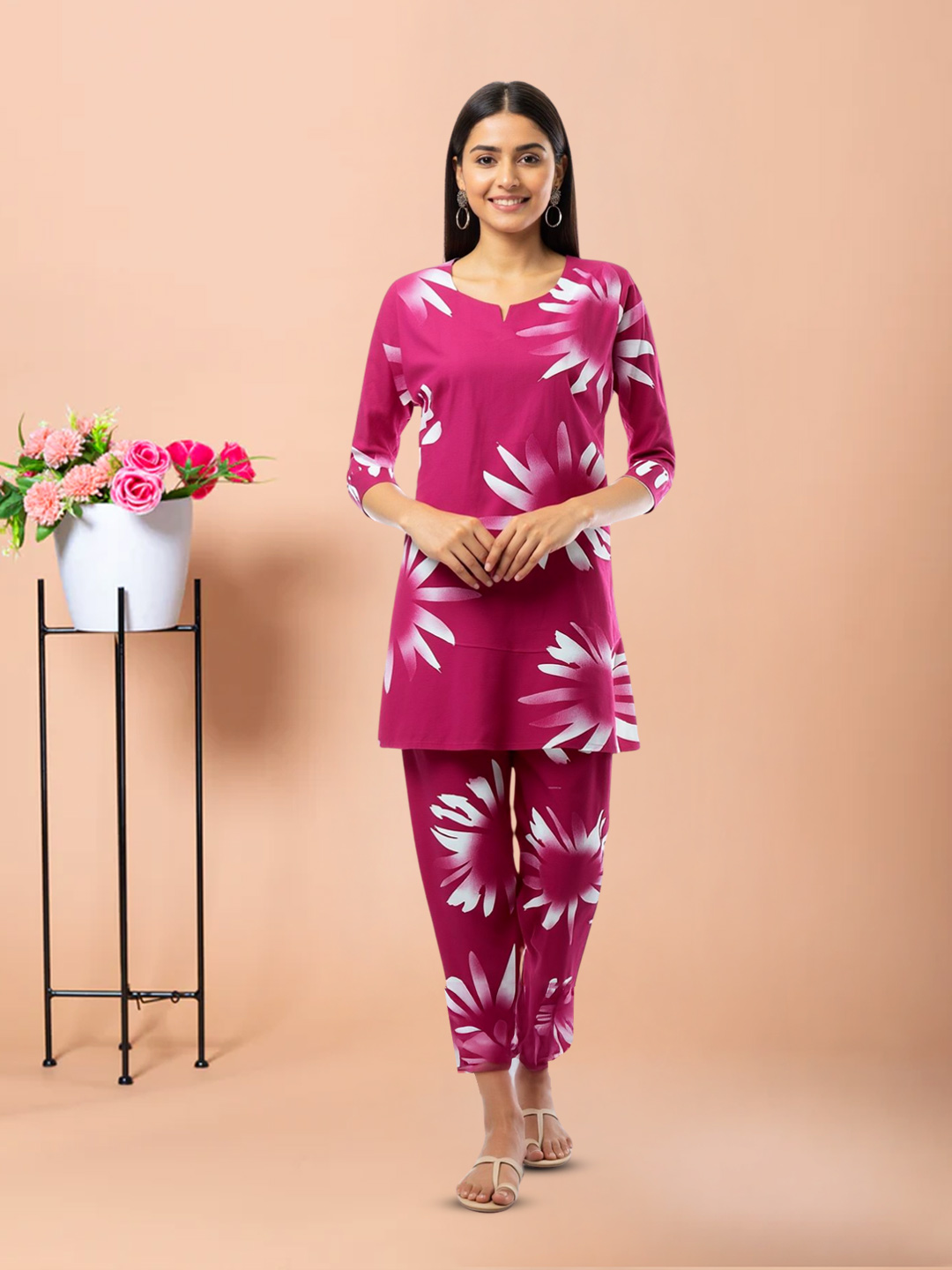 Elegant Floral Top with Palazzo Co-Ord Set