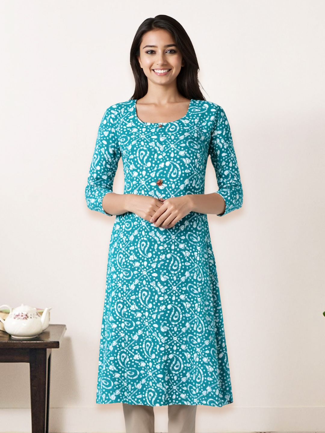 Paisley Print Straight-Cut kurta
