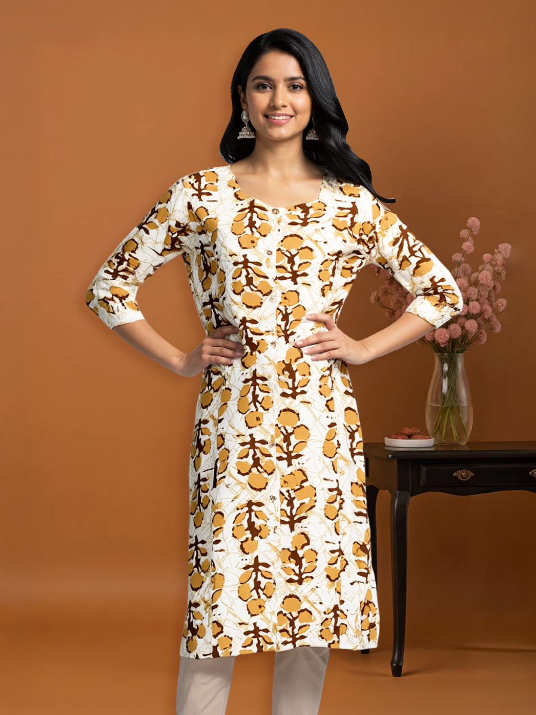 Floral  Print Straight-Cut kurta