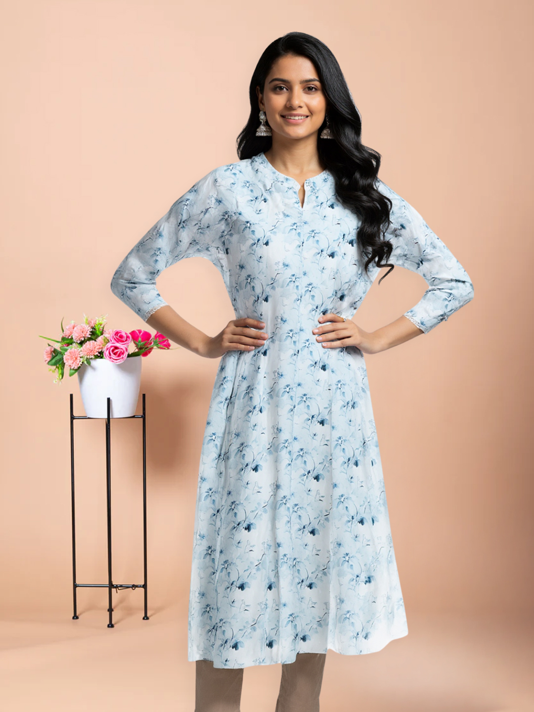 Mandarin Collar Neckline Anarkali Kurta