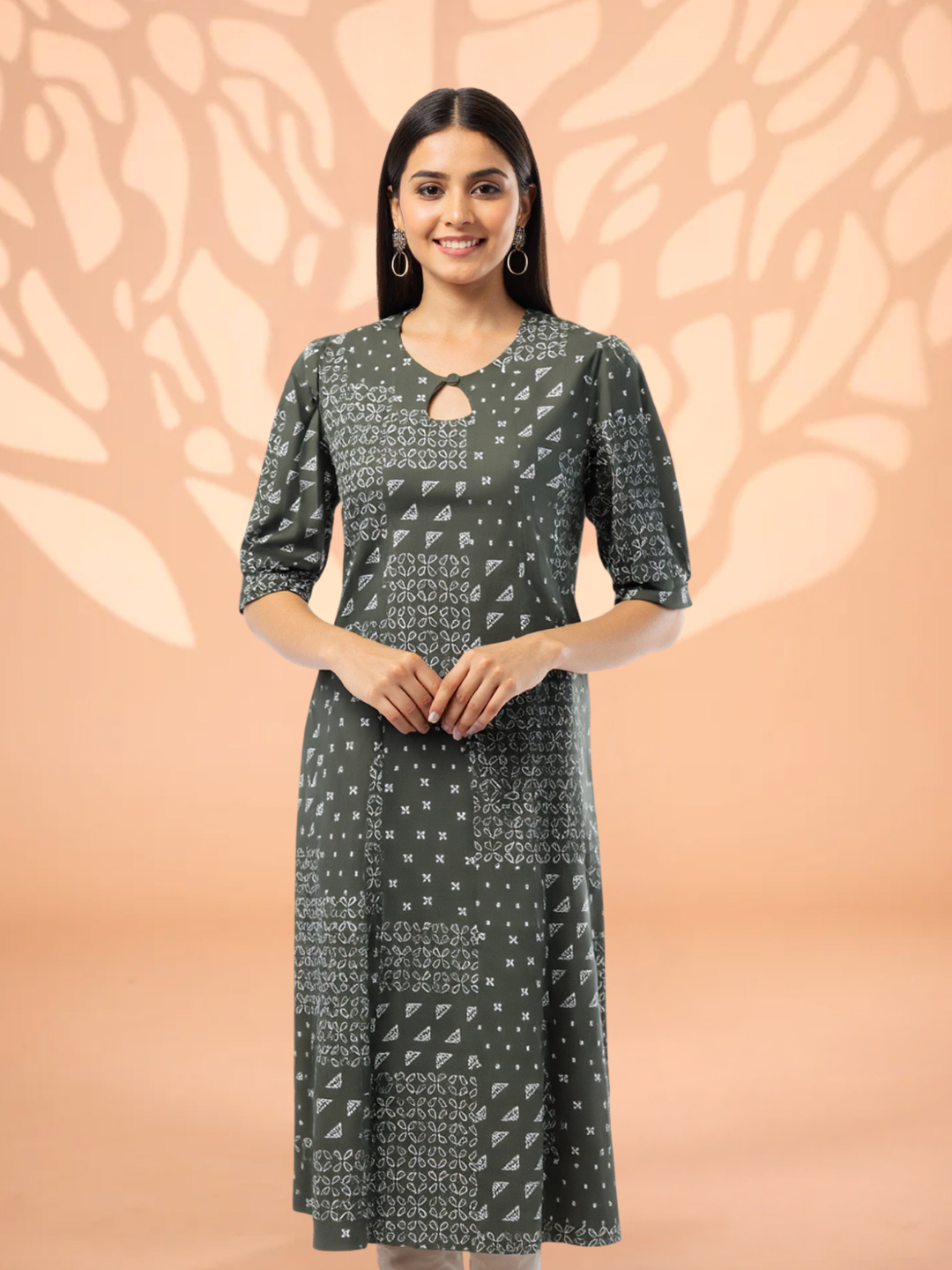 Geometric Printed Anarkali Kurta