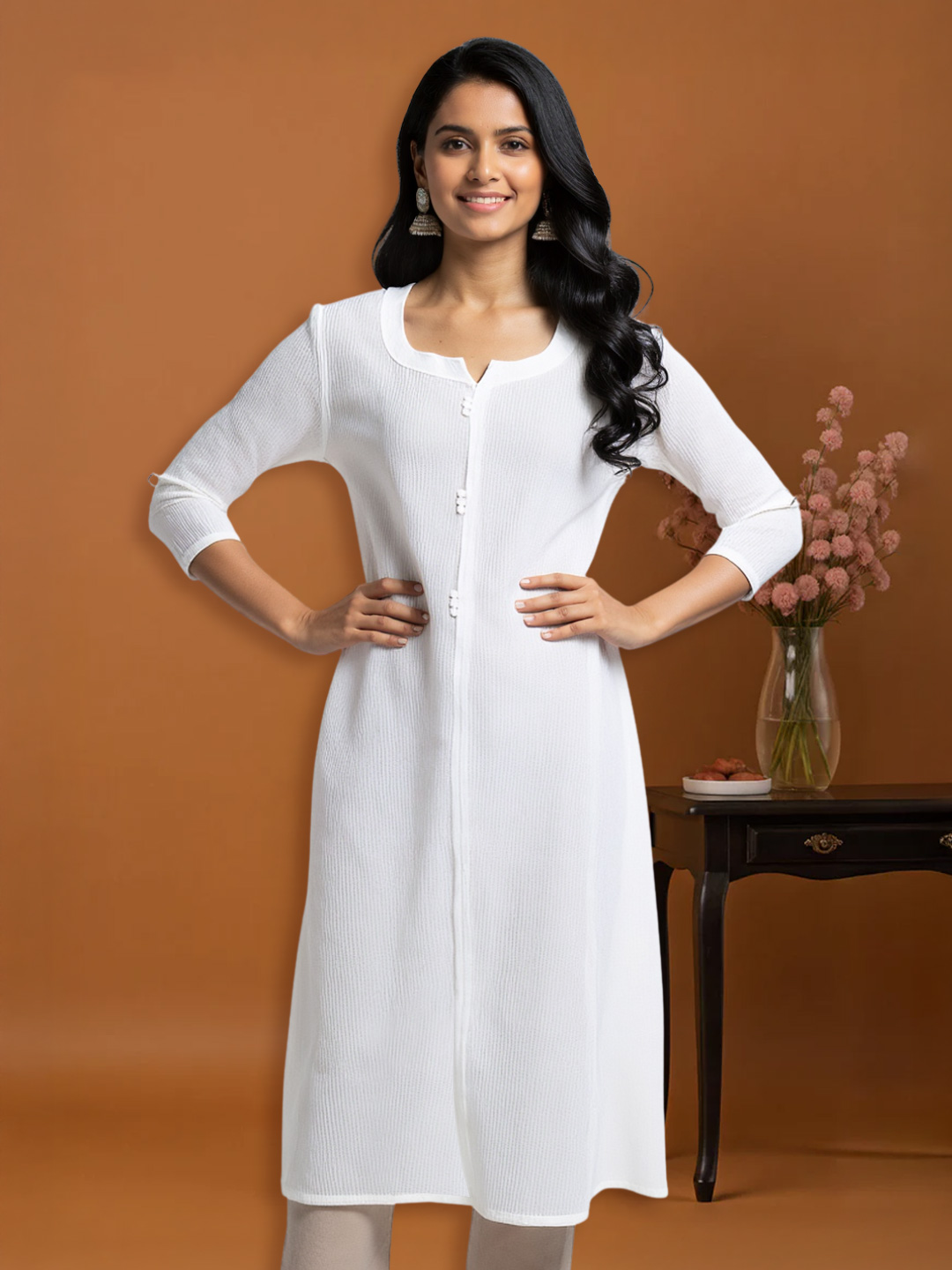 Elegant Ribbed Anarkali Kurta