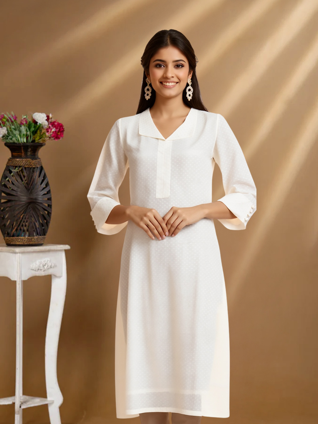 V-Collared Neckline Elegant Kurti