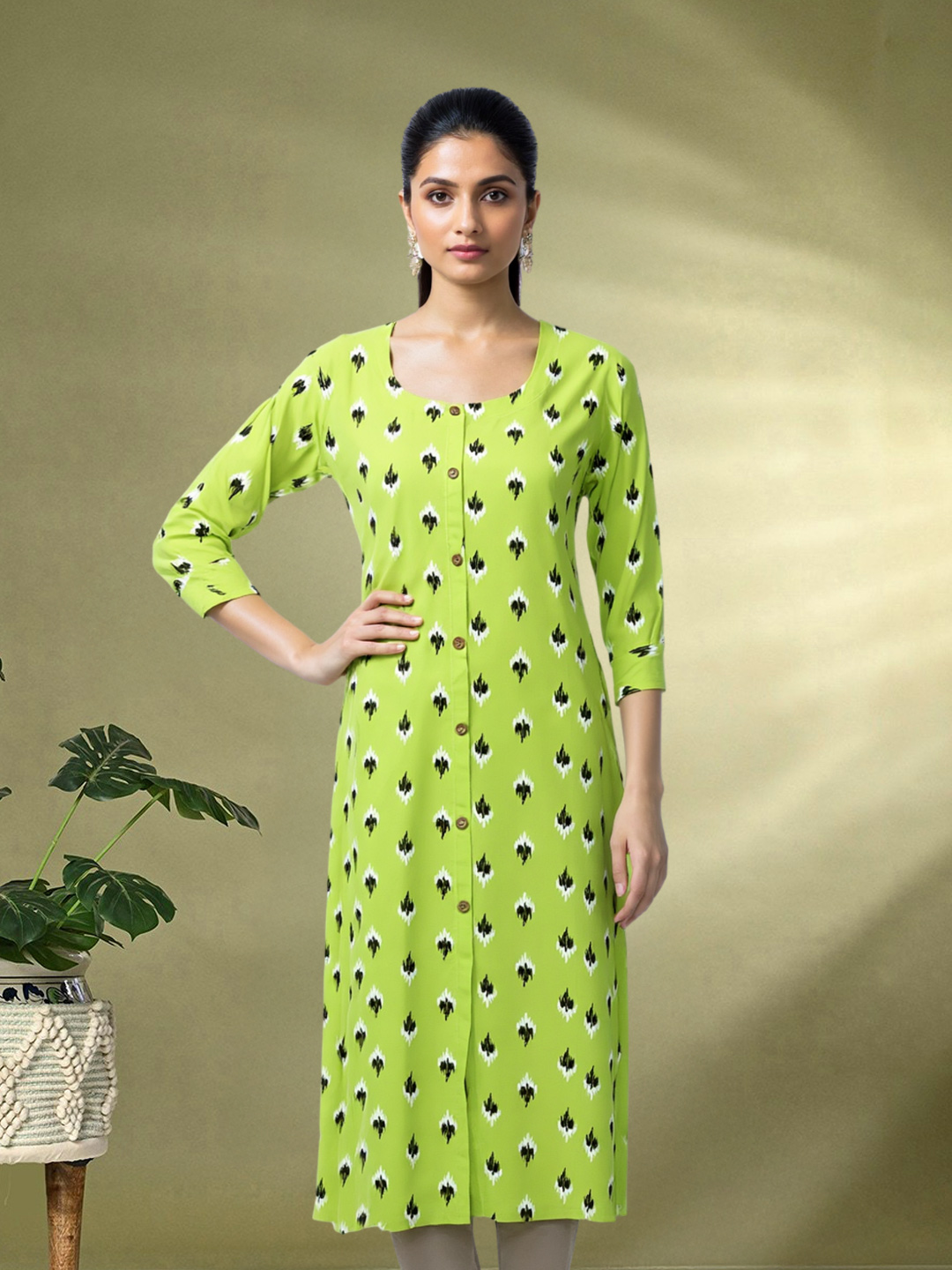 Ikat Printed Straight-Cut kurta 