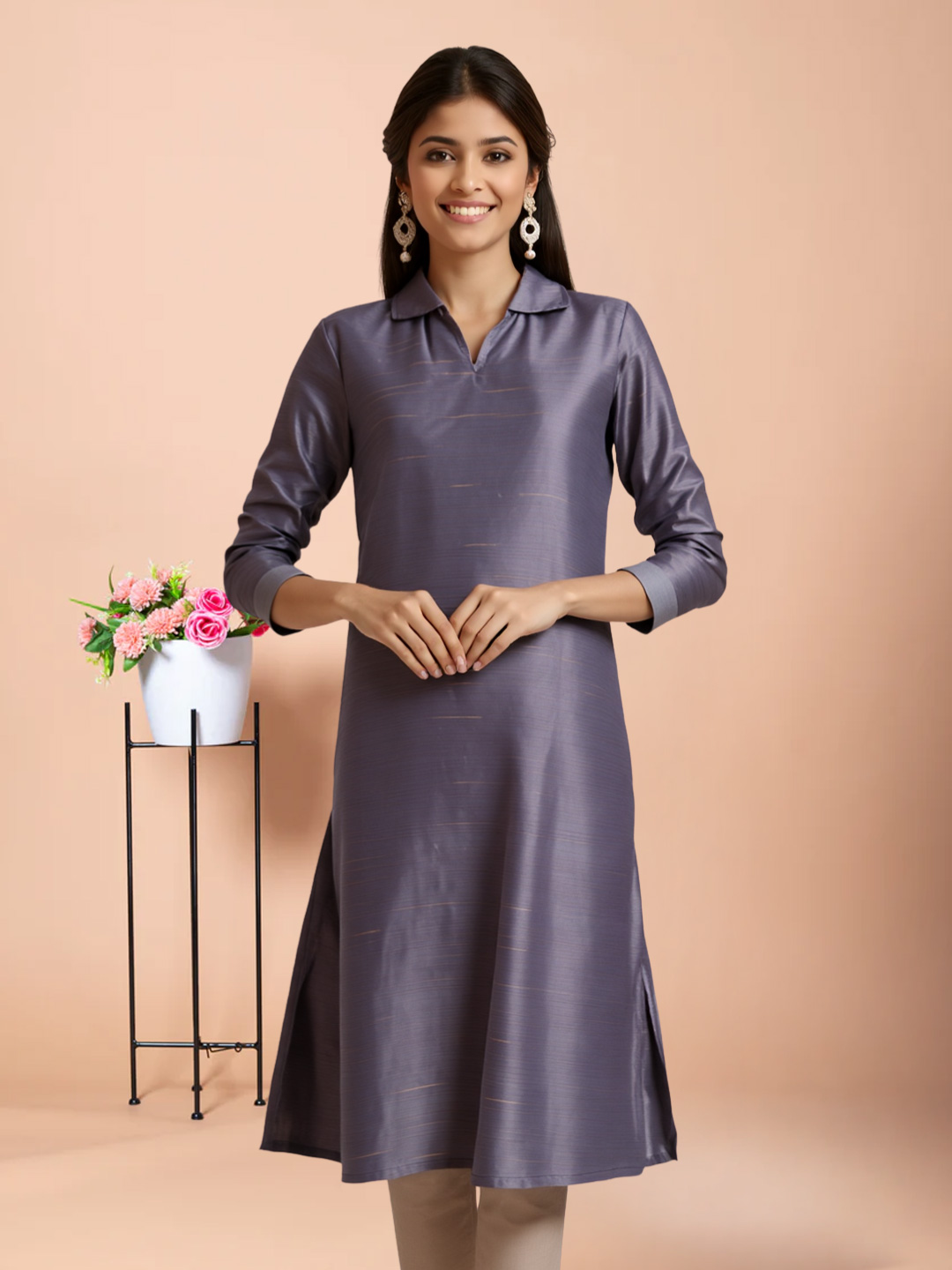 Sophisticated Silk Straight-Cut Collar Kurta
