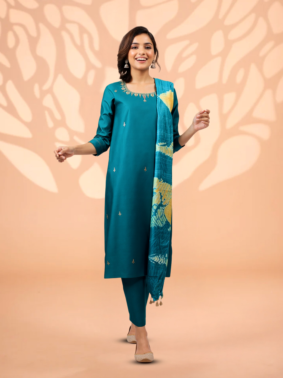 Embroidery  Round Neck Salwar Suit Set