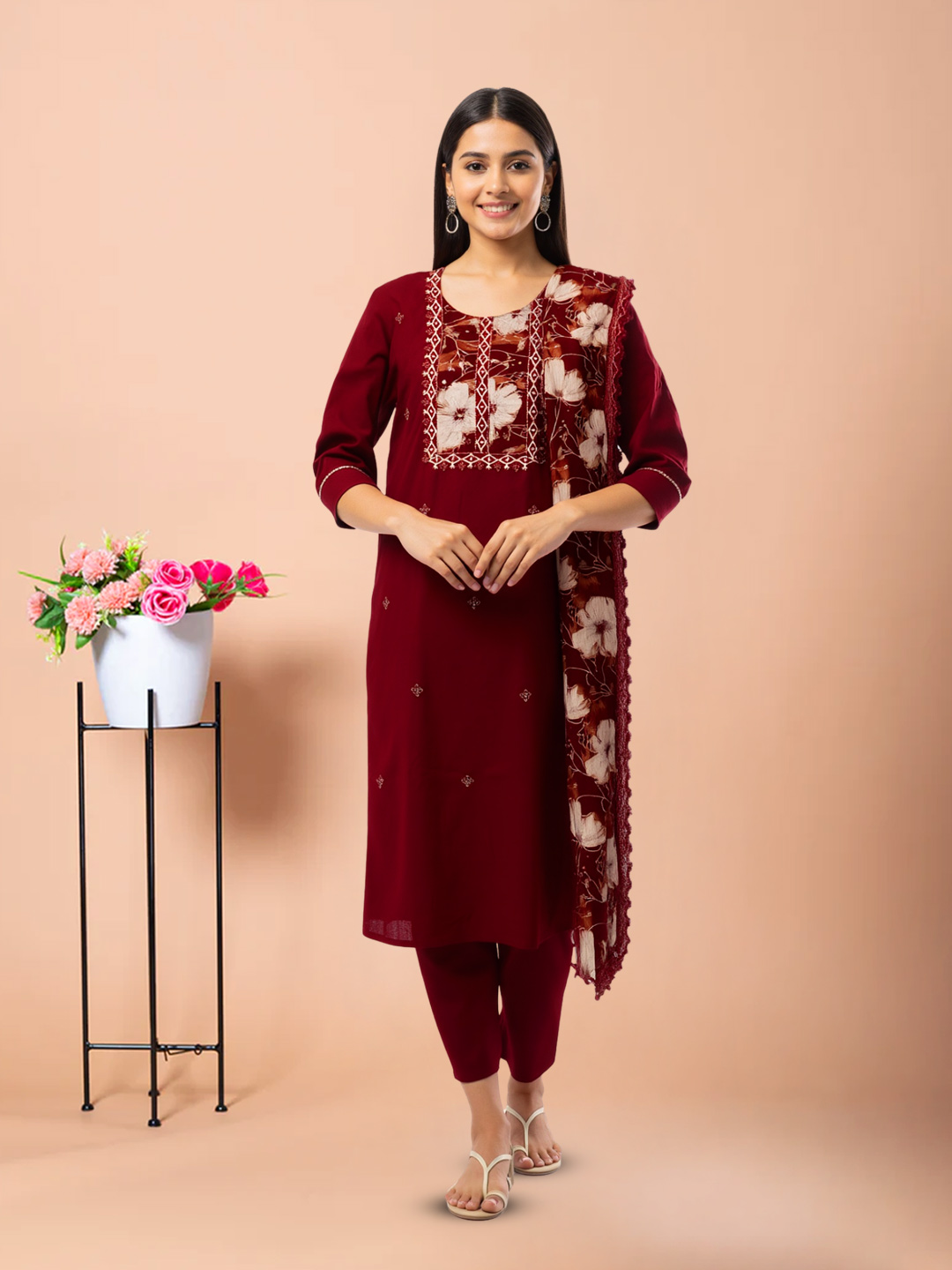Radiant Embroidered Kurta with Pant & Dupatta Set