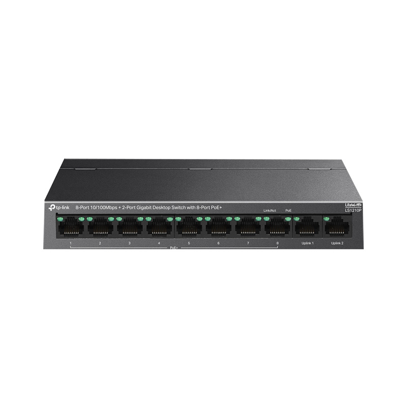 Picture of TP-Link 8-Port 10/100Mbps+2-Port Gigabit Desktop Switch with 8-Port PoE+ (LS1210P)