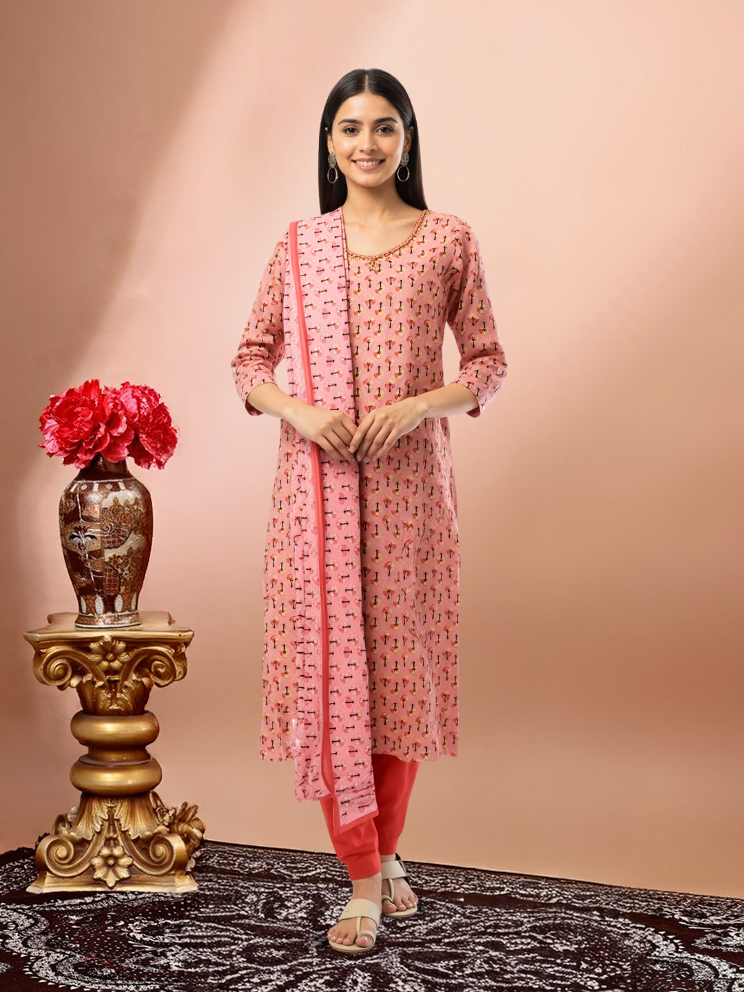 Embroidered Round Neck Salwar Suit Set