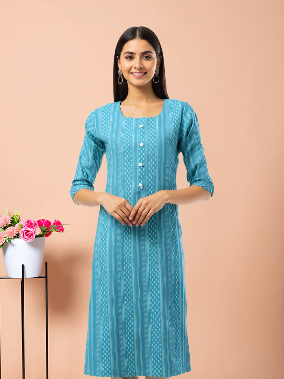 Ethnic Vertical Pattern Straight-Cut kurta 