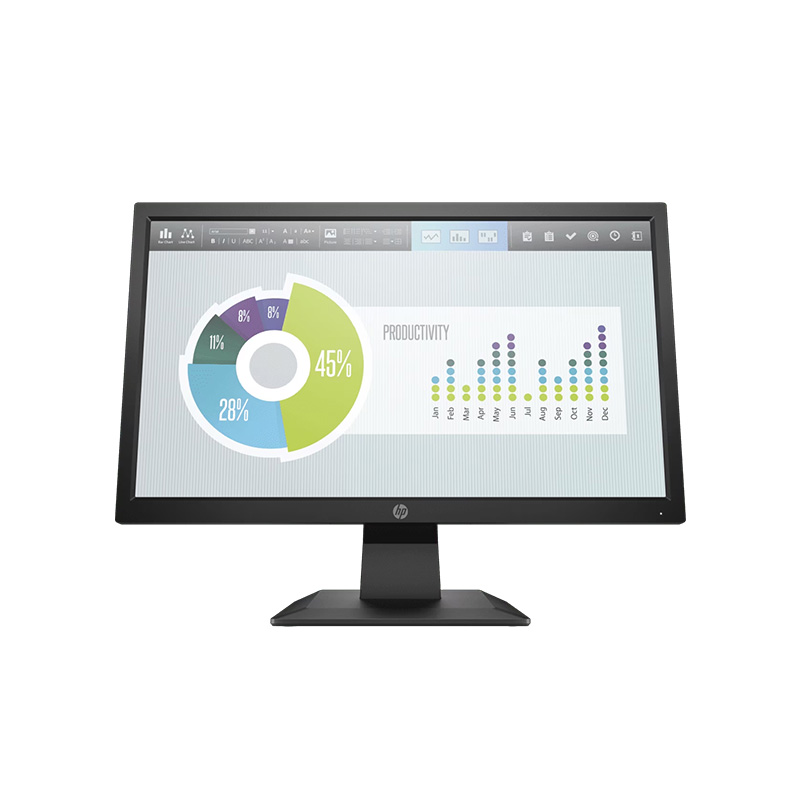 Picture of HP  P204v 19.5" (49.53 cm) HD+ Monitor (Flat TN with LED backlight/ 1 HDMI 1.4 (with HDCP support), 1 VGA/ lt Stand/ Anti-glare/ LED backlights/ 3Year Warranty)