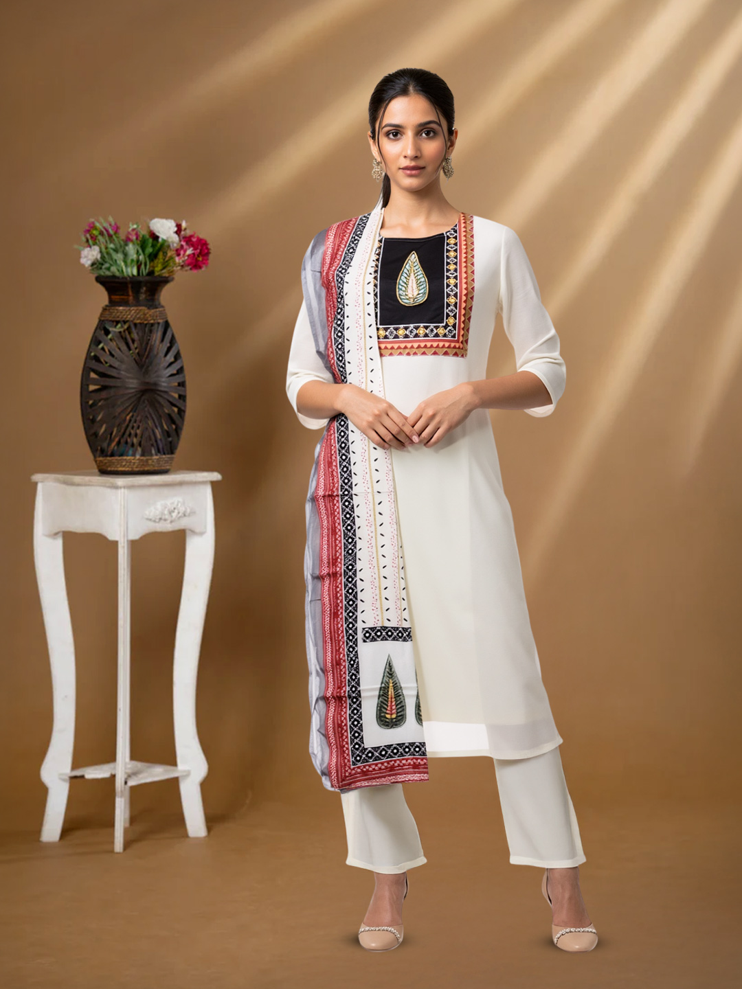 Elegant Traditional Straight Cut Kurta with Pant & Charming Dupatta Set