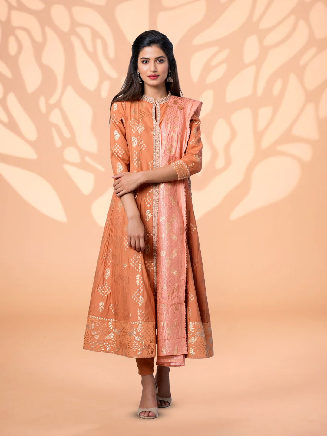 Banarasi Keyhole Neckline A-line Salwar Suit Set