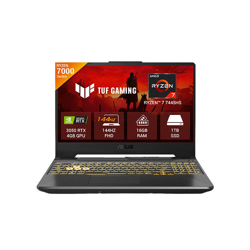 Asus TUF Gaming A15 - AMD Ryzen 7 7445HS, RTX 3050 GPU 15.6" (39.62cm) FA506NCG-HN251WS Gaming Laptop (16GB/1TB/ FHD/Windows 11 Home/Microsoft Office Home 2024 + Microsoft 365 Basic/ 1 Year Warranty/ Graphite Black/ 2.30 kg) 